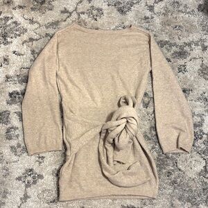 Elegant Beige Sweater with Knot Detail